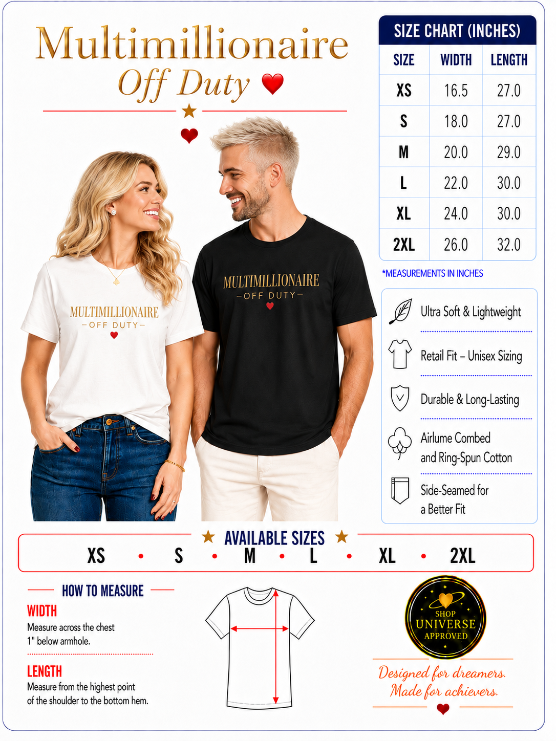 Multimillionaire Off Duty ❤️ | Unisex Tee